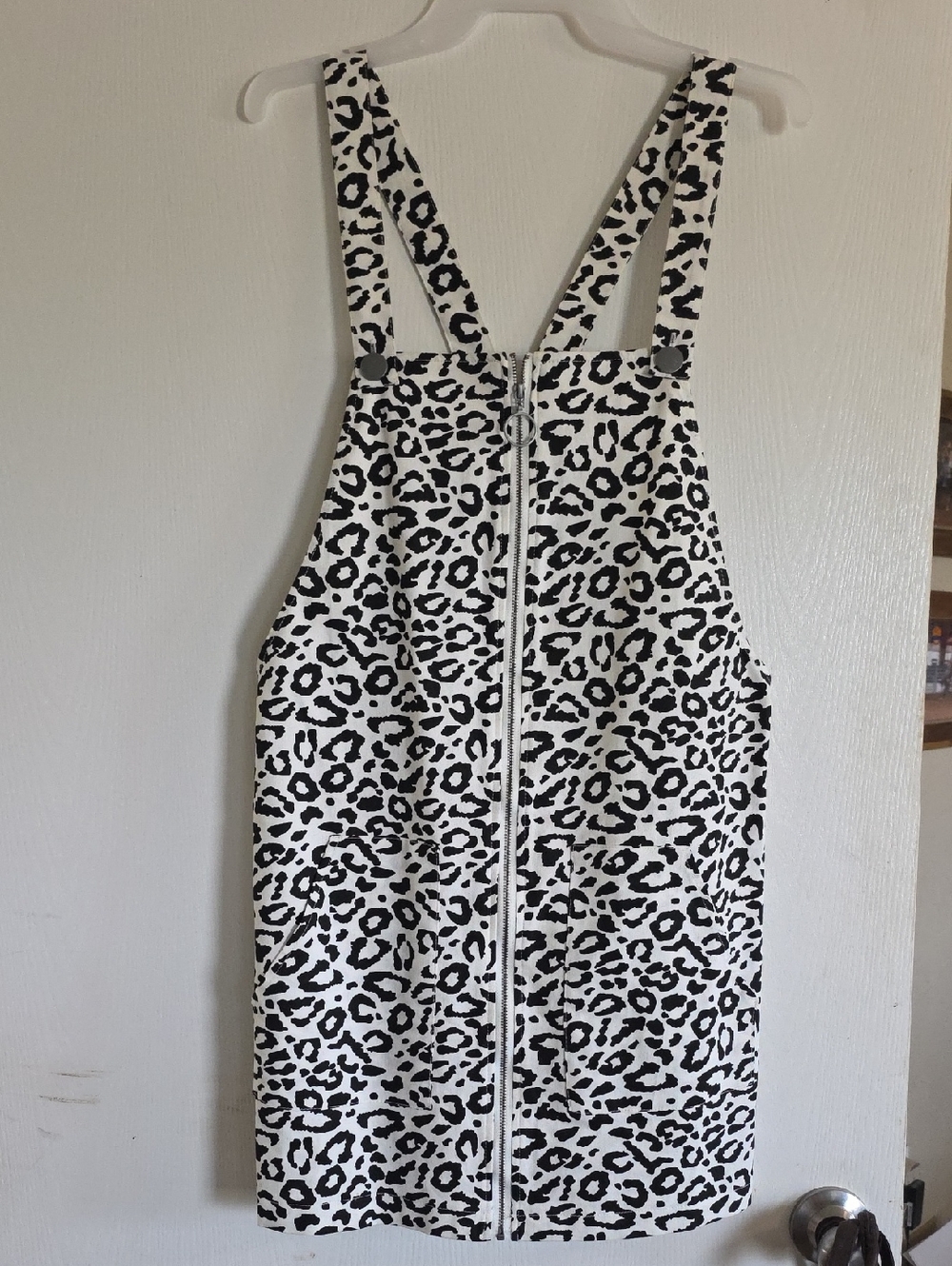 FAVLUX Black and White Leopard Print Mini Dress Overall